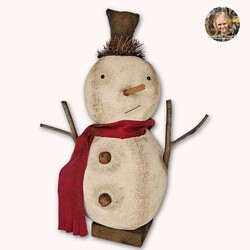 Walt Snowman Doll with Red Scarf Stick Arms - 16.5"