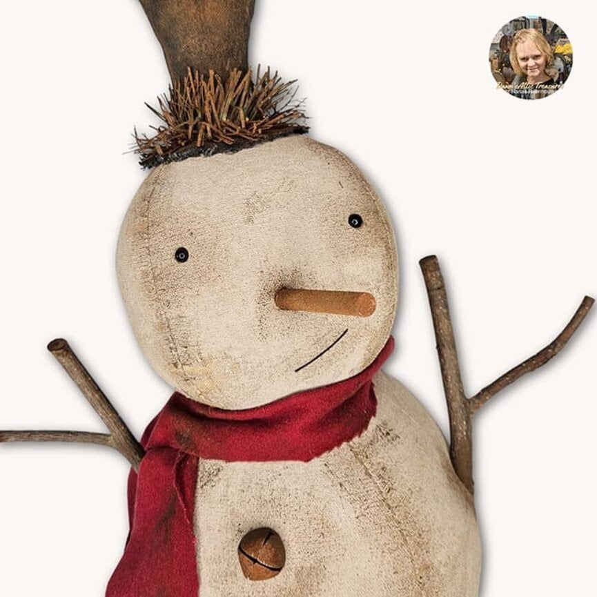 Walt Snowman Doll with Red Scarf Stick Arms - 16.5"
