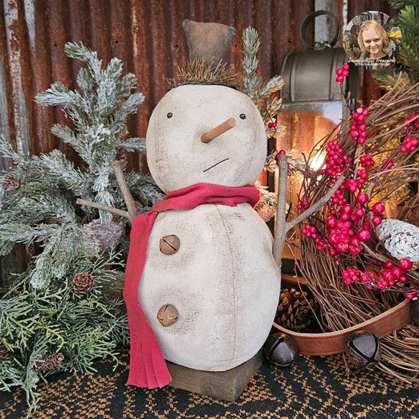 Walt Snowman Doll with Red Scarf Stick Arms - 16.5"
