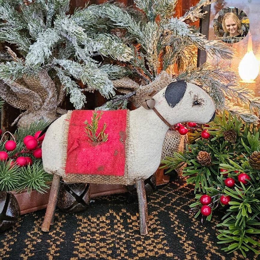 Christmas Sheep Doll Red Blanket Bowl Filler - 6" x 7"