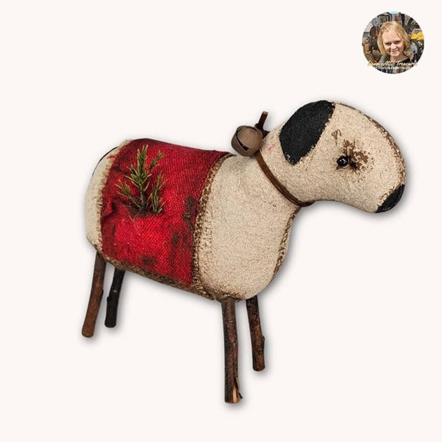Christmas Sheep Doll Red Blanket Bowl Filler - 6" x 7"