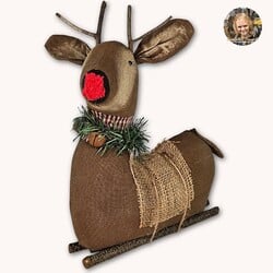 Rudolph Reindeer Doll with Rusty Bell Collar - 13"