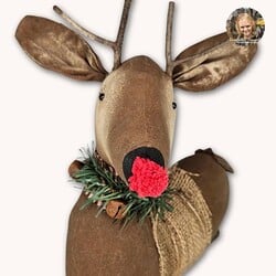 Rudolph Reindeer Doll with Rusty Bell Collar - 13"