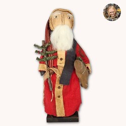 Ho Ho Santa in Red Robe with Feather Tree - 21"
