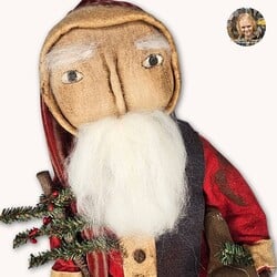 Ho Ho Santa in Red Robe with Feather Tree - 21"