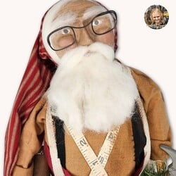 Santa Workshop Doll with Glasses, Work Apron, Tape Measure & Toy Ginger - 20"