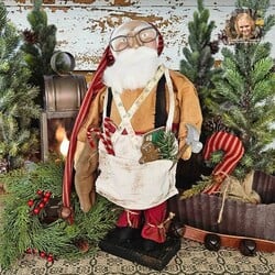 Santa Workshop Doll with Glasses, Work Apron, Tape Measure & Toy Ginger - 20"