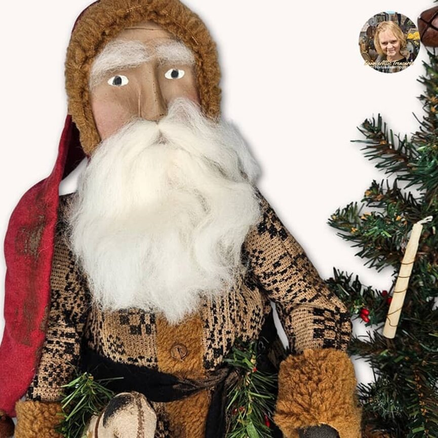Santa Claus with Lamb & Tree In Cart - 21"