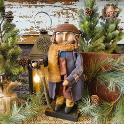 Tiny Tim Stick Cane & Tan Fuzzy Scarf - 17"