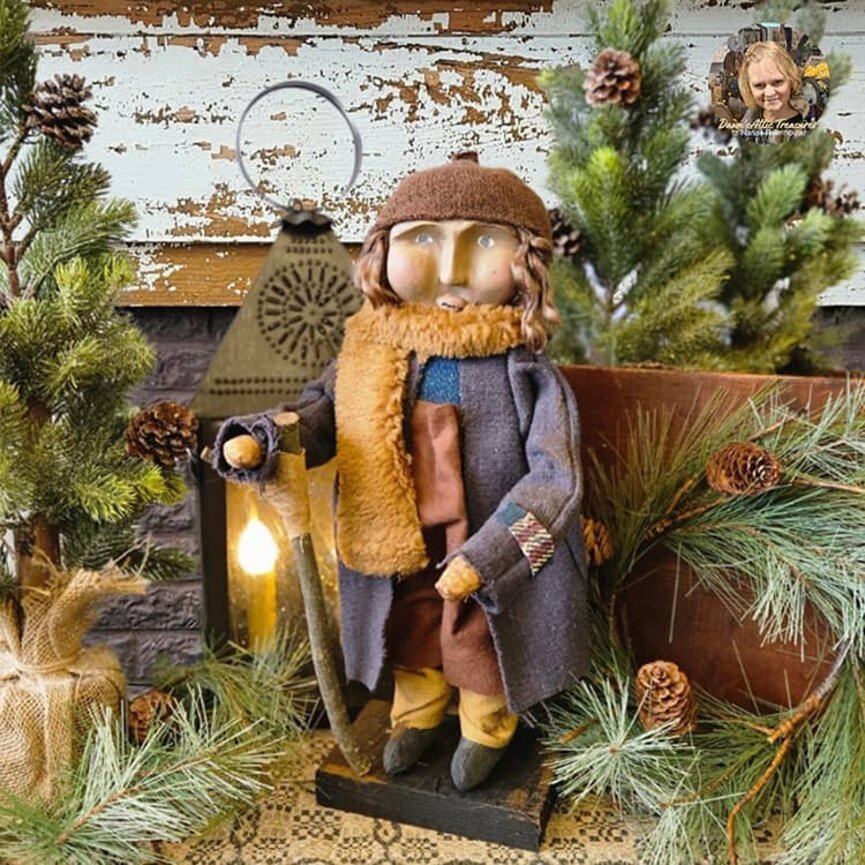 Tiny Tim Stick Cane & Tan Fuzzy Scarf - 17"