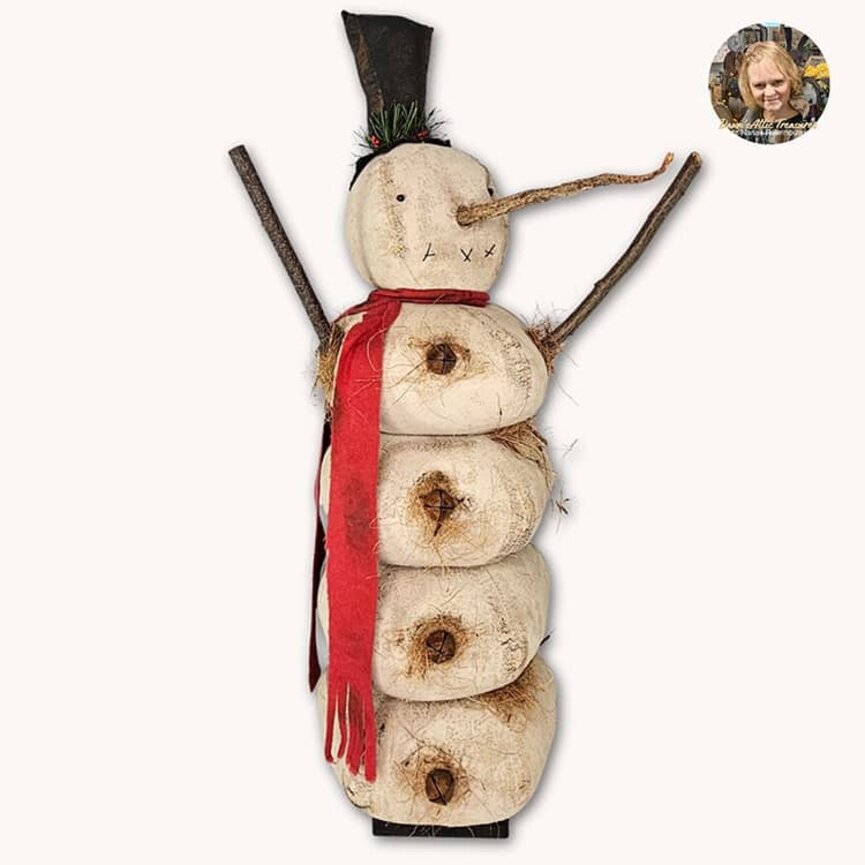 Five Bump Snowman Doll with Long Carrot Nose & Stick Arms - 24"