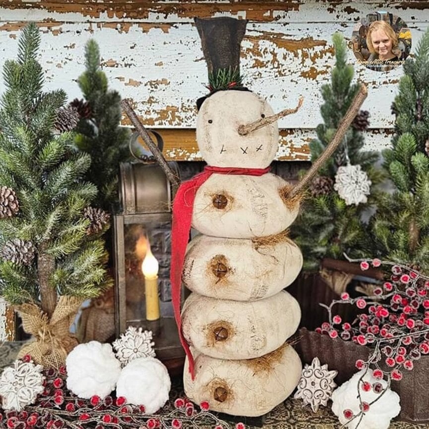 Five Bump Snowman Doll with Long Carrot Nose & Stick Arms - 24"