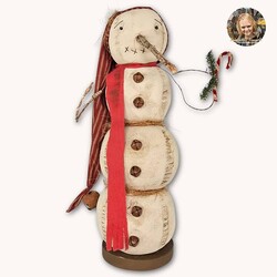 Frosty Snowman Long Carrot Nose with Candy Cane & Red Ticking Long Cap - 20"