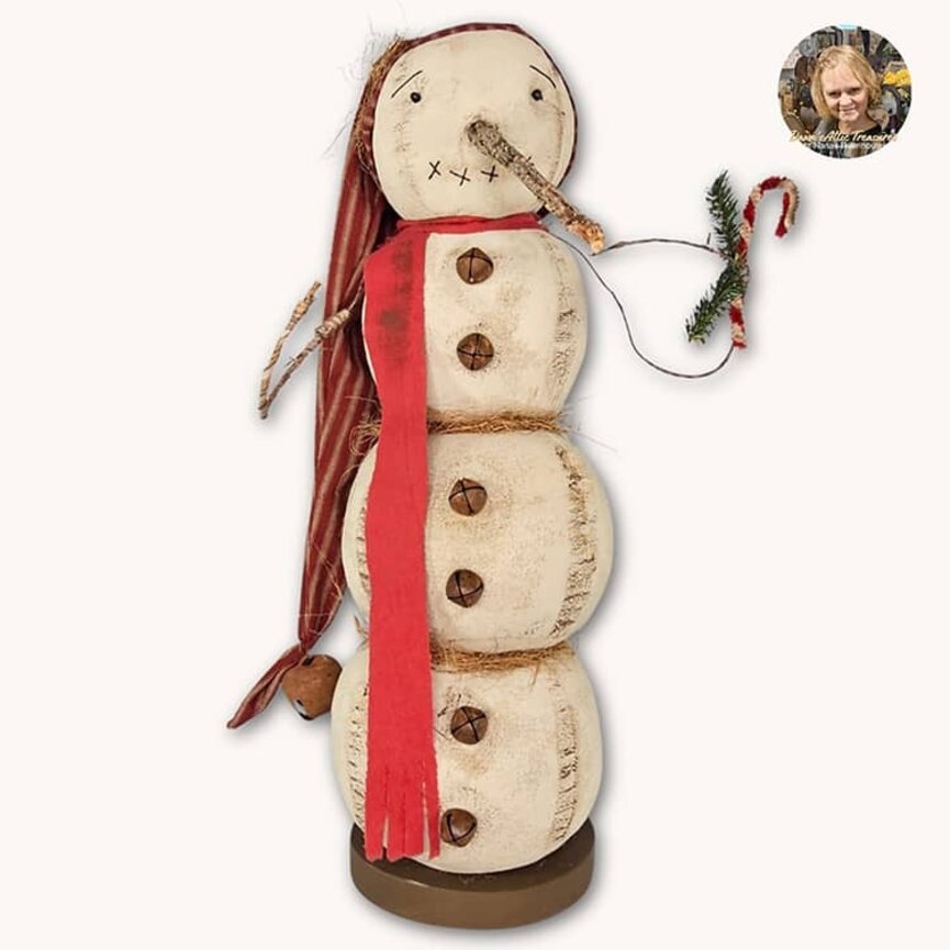 Frosty Snowman Long Carrot Nose with Candy Cane & Red Ticking Long Cap - 20"