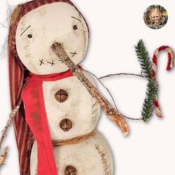 Frosty Snowman Long Carrot Nose with Candy Cane & Red Ticking Long Cap - 20"
