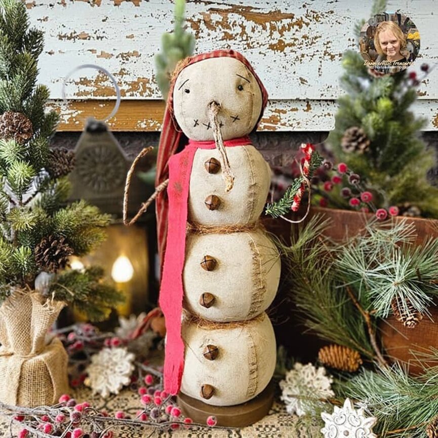 Frosty Snowman Long Carrot Nose with Candy Cane & Red Ticking Long Cap - 20"