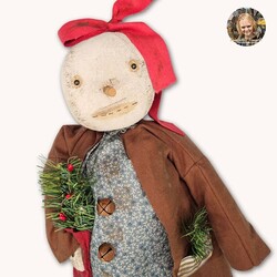 Dilly Snowgirl Doll Brown Coat Long & Red Stocking - 20"