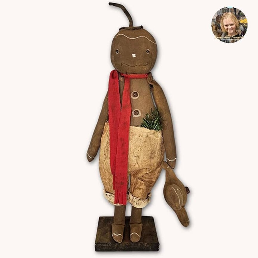 Mr. Gingerbread in Red Scarf with Baby - 25"