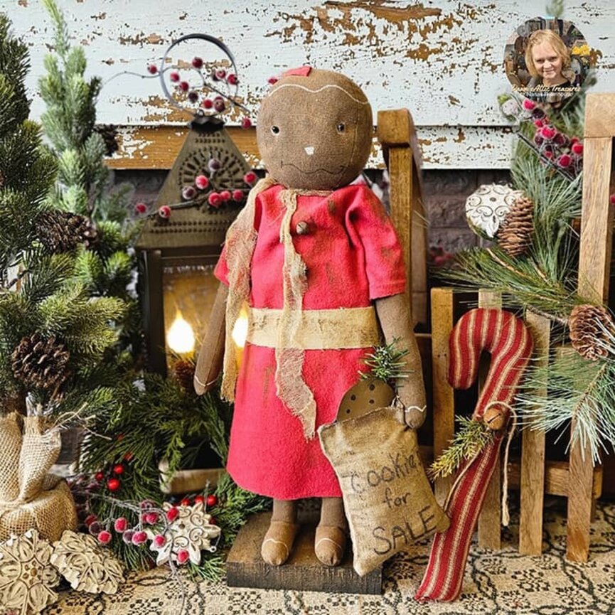 Mrs. Gingerbread Doll with Cookies For Sale Bag - 19"