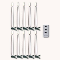 Clip-On Lighted Timer Candles W/Remote Set of 10, 6" T