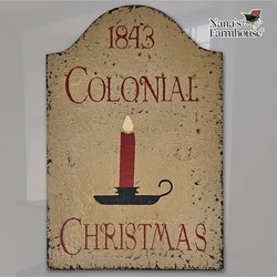 Tavern Sign Colonial Christmas Shelf Sitter Distressed Pearwood - 9" x 6"