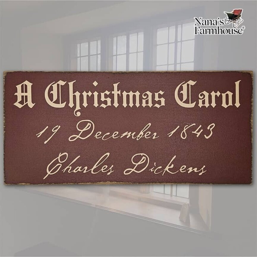 A Christmas Carol Wooden Sign Burgundy - 16" x 7.25"