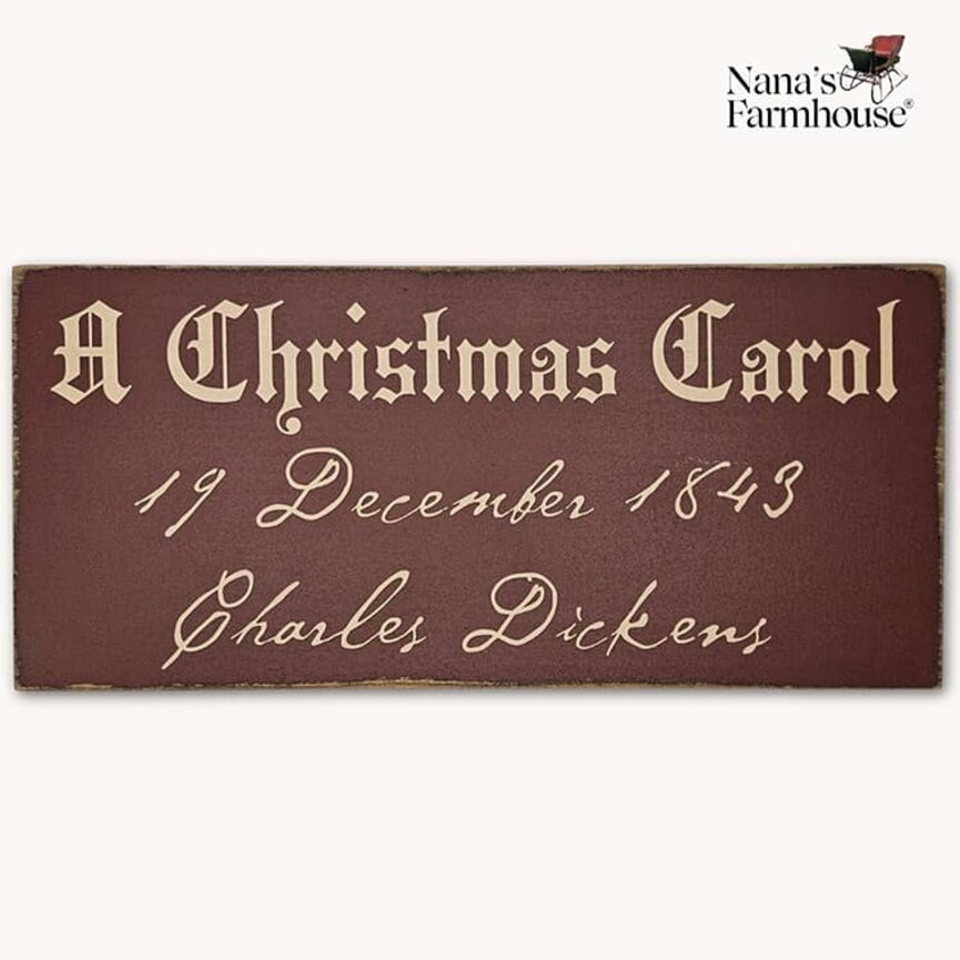 A Christmas Carol Wooden Sign Burgundy - 16" x 7.25"