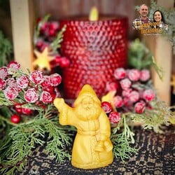 Natural Beeswax Waving Santa with Bells Figurine -3.5"