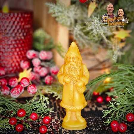 Hooded Santa with Bag Beeswax Figurine