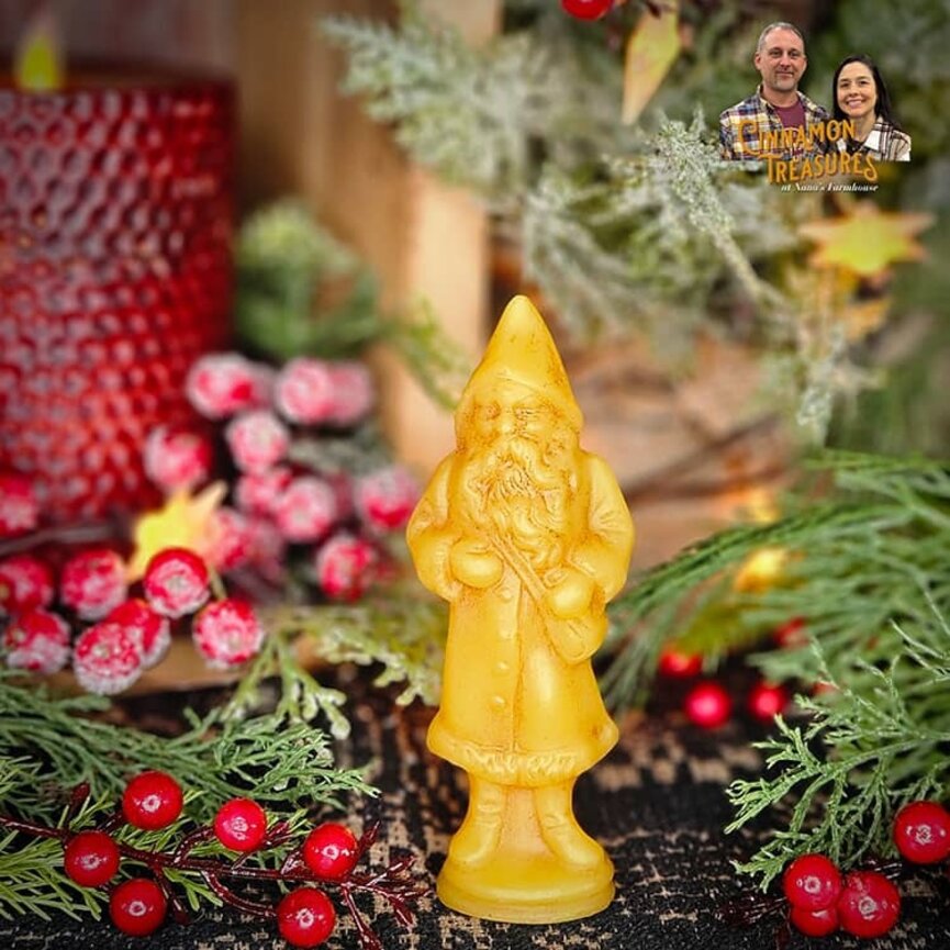Natural Beeswax Hooded Santa with Bag - 4.75"