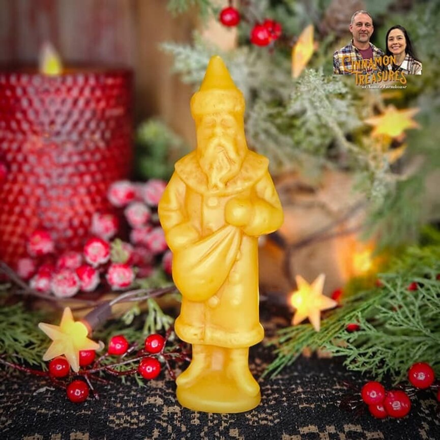 Natural Beeswax Belsnickle Santa W/Bag 6.5 T