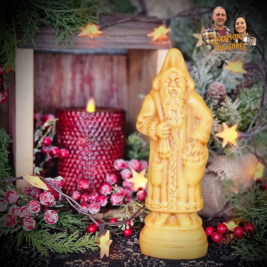 Natural Beeswax Vintage Chocolate Mold Santa - 9"