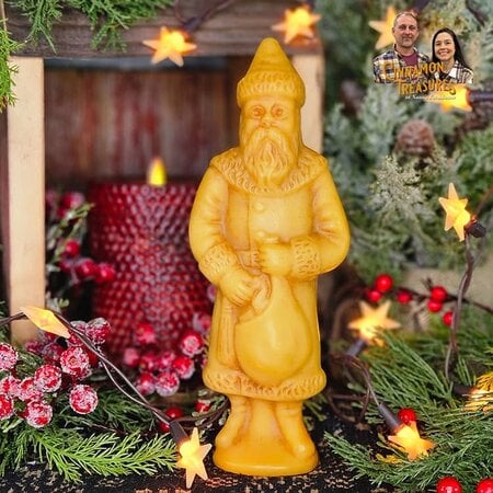 Belsnickle with Gift Bag Natural Beeswax Figurine - Large