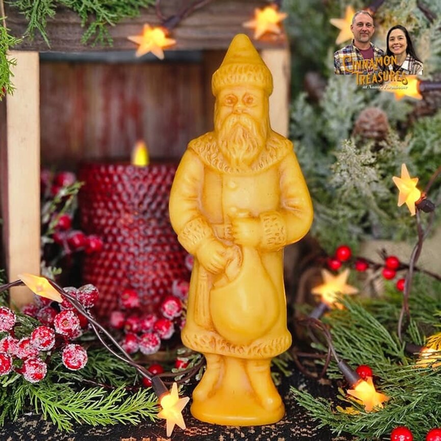 Natural Beeswax Belsnickle with Gift Bag Figurine - 9.5"