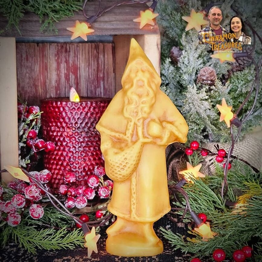 Natural Beeswax Antique German Father Christmas - 9"