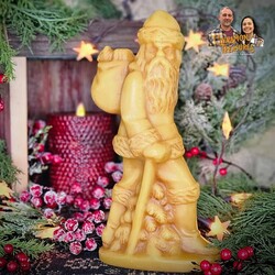 Natural Beeswax Anton Reiche Hiking Santa Figurine - 11" x 5.5"