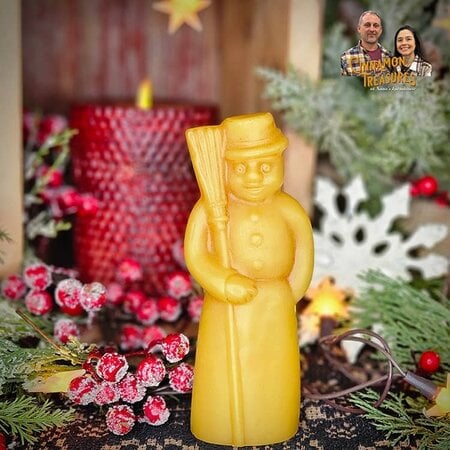 Vintage Snowman with Broom Figurine - Medium