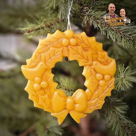 Christmas Wreath Natural Beeswax Ornament