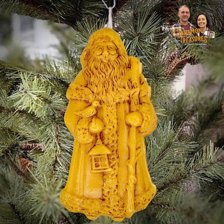 Natural Beeswax Nature Santa Ornament - 6"