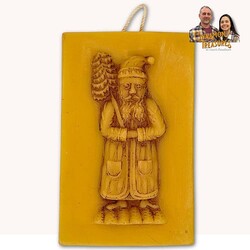 Natural Beeswax Santa with Tree Springerle Plaque Ornament - 4" x 3 "