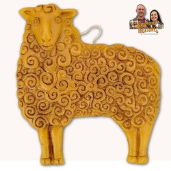 Natural Beeswax Curly Lamb/Sheep Flat Ornament 5.5 H x 5.5 W