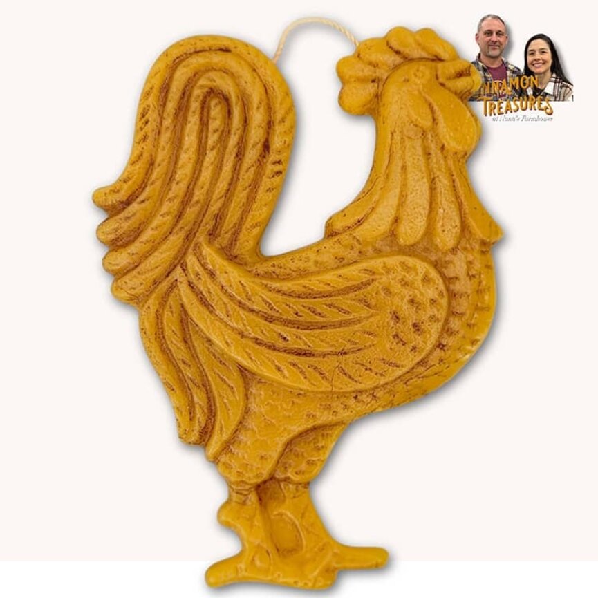 Natural Beeswax Rooster Large Flat Ornament - 7" x 5.25"