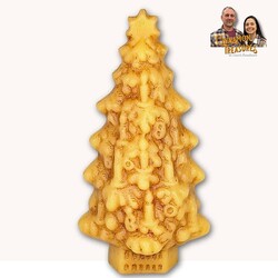 Natural Beeswax Christmas Tree Decorated with Candles - 5"