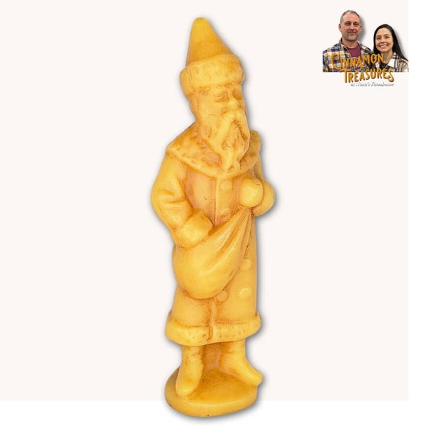 Natural Beeswax Belsnickle Santa Figurine with Bag - 6.5"