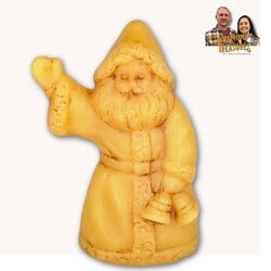 Natural Beeswax Waving Santa with Bells Figurine -3.5"