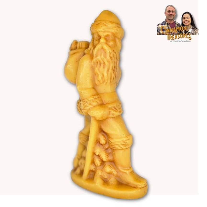 Natural Beeswax Anton Reiche Hiking Santa Figurine - 11" x 5.5"