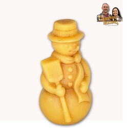 Natural Beeswax Snowman with Broom Figurine - 3.75"