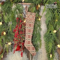 Christmas Coverlet Stockings Smithfield Red Green Linen - 14"