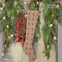 Christmas Coverlet Stocking Smithfield Red Green Linen - 20"