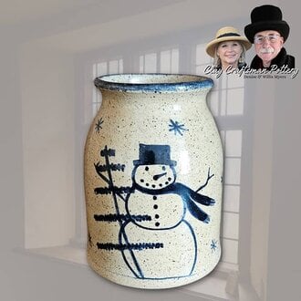 Canning Crock with Snowman & Feather Tree
